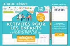 Le Bloc hebdomadaire Mémoniak organiseur 2025 Activités pour les enfants 12 mois