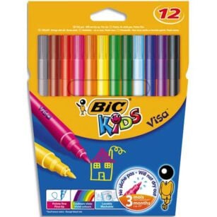 Etui 12 feutres coloriage pointe fine Bic Kids - Feutres de coloriage Bic
