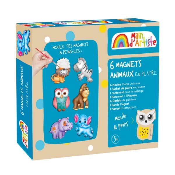 Kit 6 magnets animaux Moulage plâtre et peinture - Cadeaux Enfants